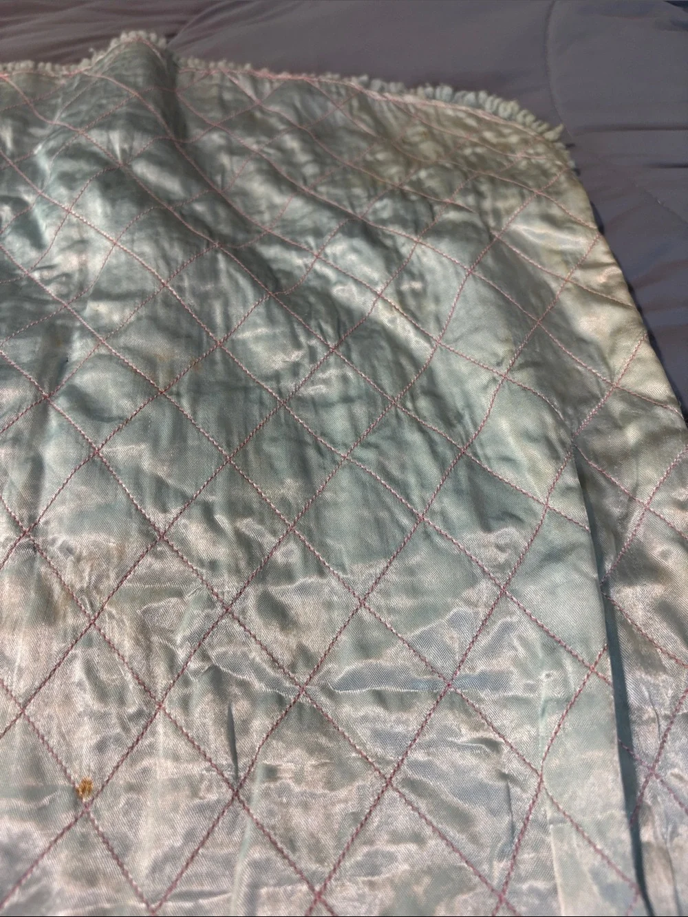 Handmade VTG Baby Blanket Gender Nuetral Satin Lined Back